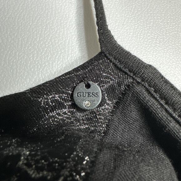Guess Black Metallic Bustier Tank Top M Y2K Coquette Glam Grunge Vampy Soft Goth - Picture 10 of 13